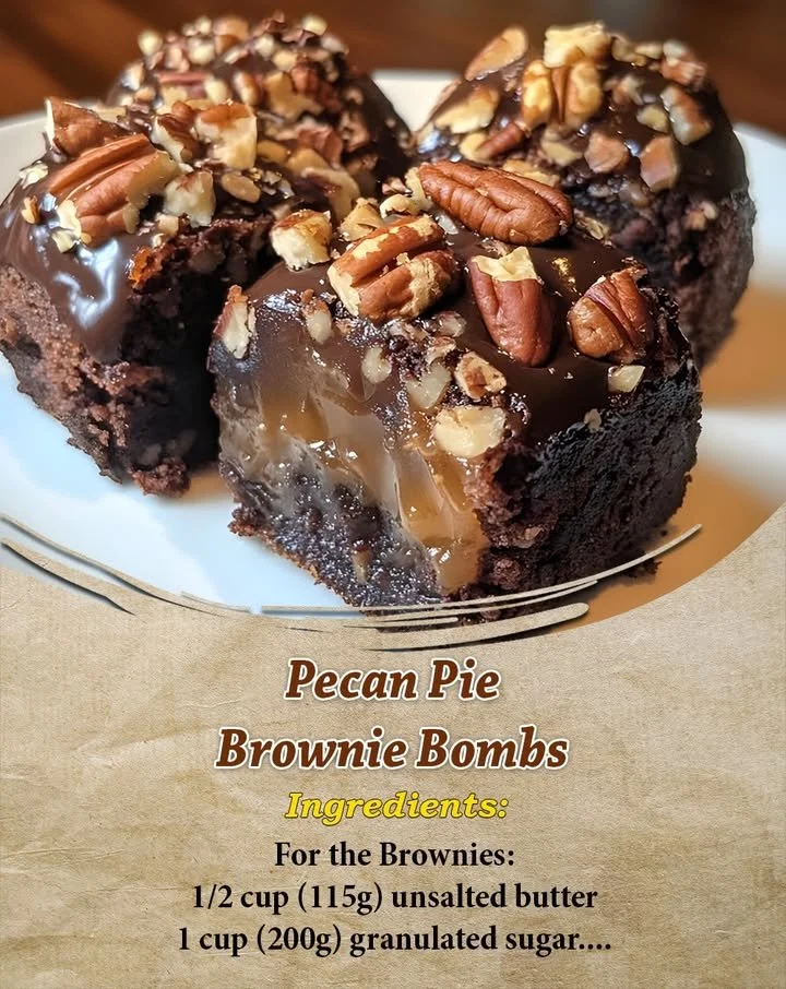 Delicious Pecan Pie Brownie Bombs with rich chocolate and crunchy pecans