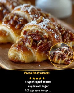 Delicious pecan pie crescents ready to serve, combining classic flavors in a pastry