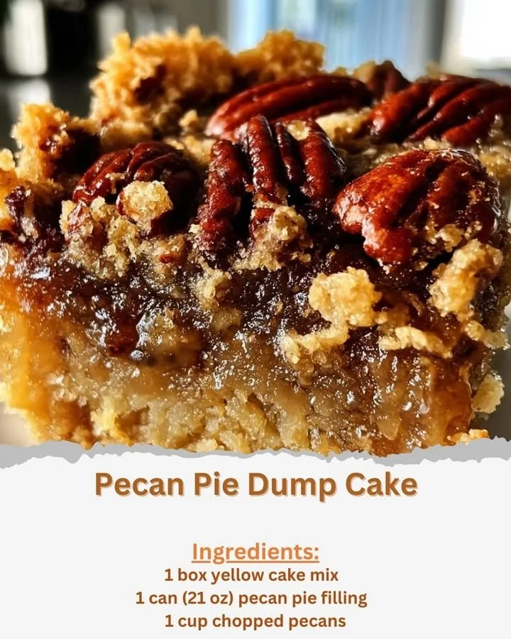Delicious Pecan Pie Dump Cake ready to be served