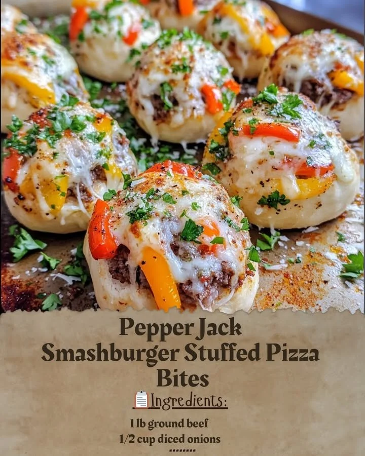 Pepper Jack Smashburger Stuffed Pizza Bites ready to be served
