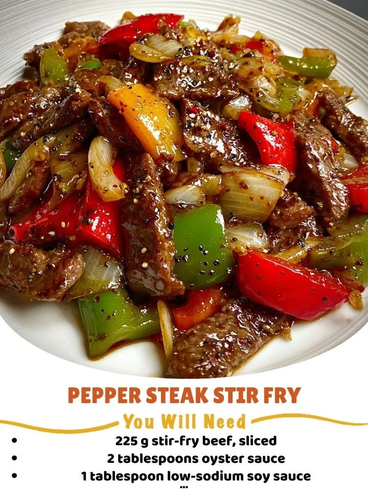 Delicious pepper steak stir fry with colorful vegetables served in a bowl.