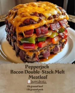 Pepperjack Bacon Double-Stack Melt Meatloaf served with sides