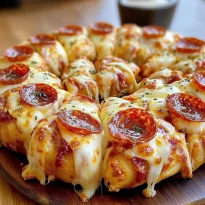 Pepperoni Pizza Ring with gooey cheese and crispy pepperoni slices