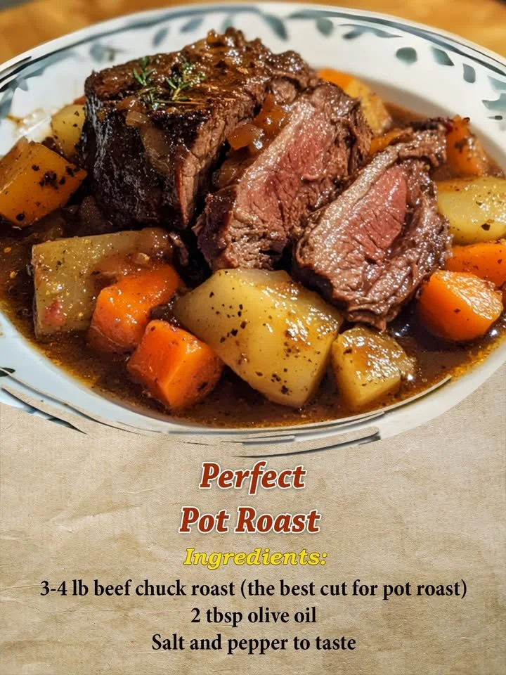 Mouthwatering perfect pot roast with vegetables served on a plate