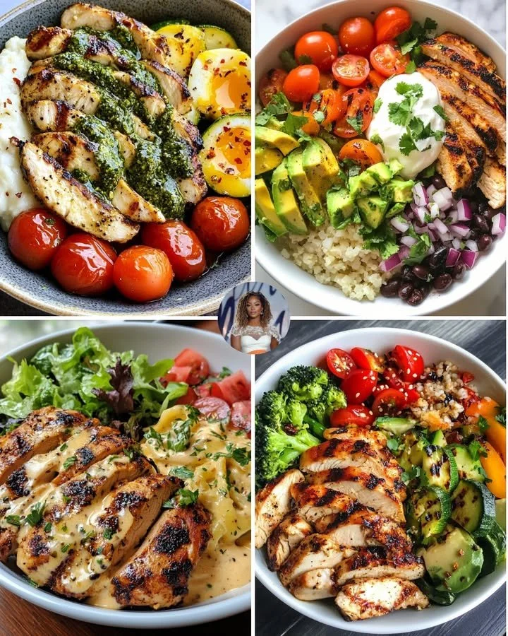 Pesto Chicken & Roasted Zucchini Bowl