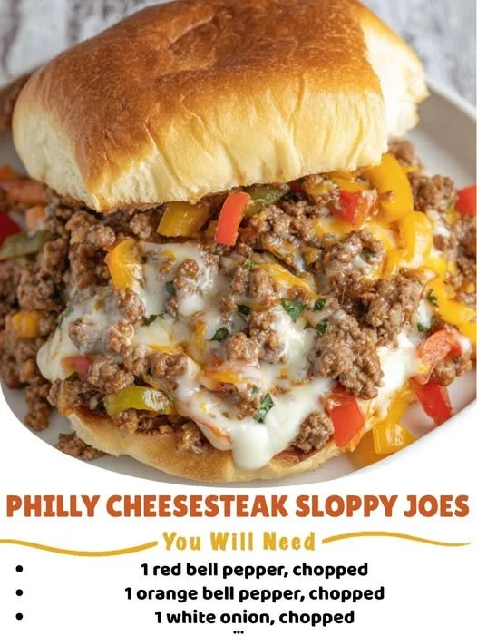Philly Cheesesteak Sloppy Joes served on a plate
