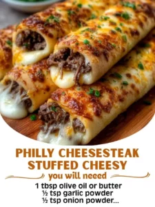 Philly cheesesteak stuffed cheesy breadsticks freshly baked and served