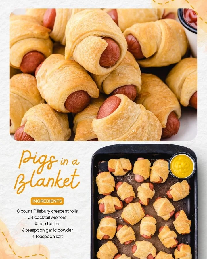 Plate of delicious pigs in a blanket appetizers with dipping sauces