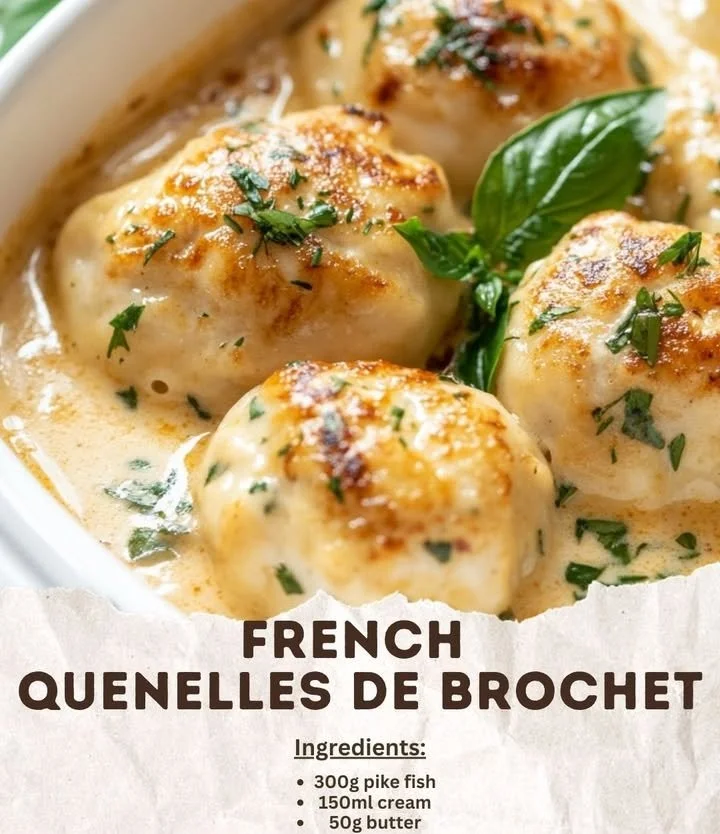 Delicious Pike Dumplings served with herbs and garnish on a plate