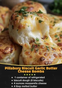 Pillsbury biscuit garlic butter cheese bombs freshly baked and ready to enjoy.