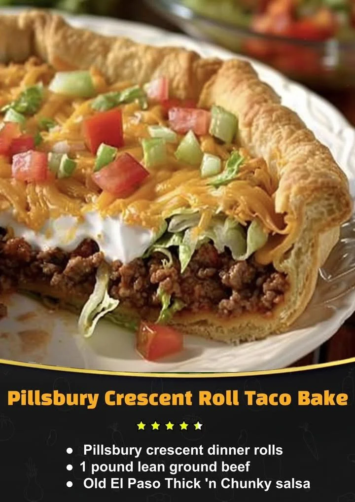 Pillsbury Crescent Roll Taco Bake fresh out of the oven, golden and cheesy