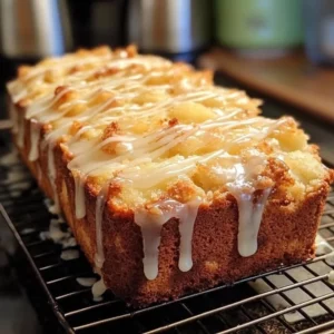 Sliced Pina Colada Pound Cake topped with coconut and pineapple slices