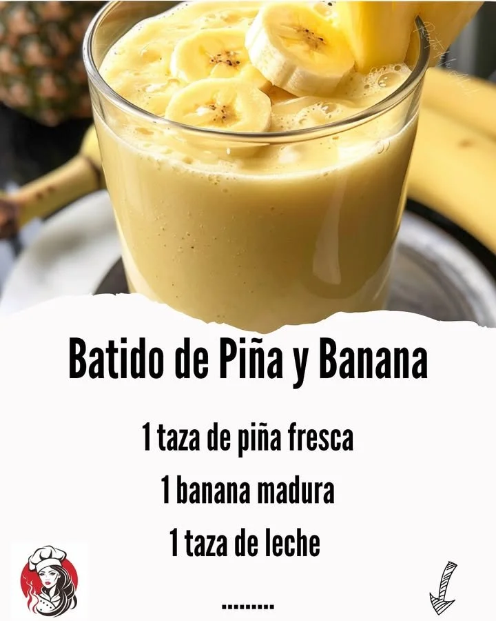 Delicious and refreshing Pineapple Banana Smoothie in a glass with fruit slices.