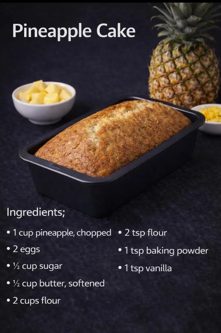 Moist and fluffy pineapple cake topped with fresh pineapple slices