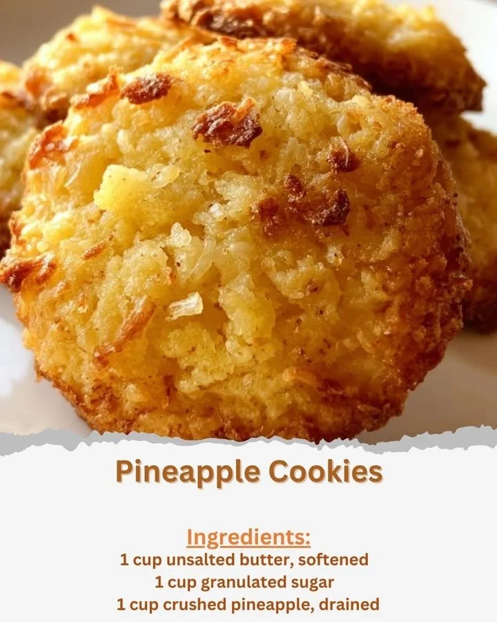 Delicious homemade pineapple cookies with a golden brown appearance