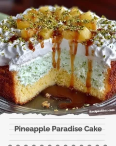 Delicious Pineapple Paradise Cake with tropical decorations