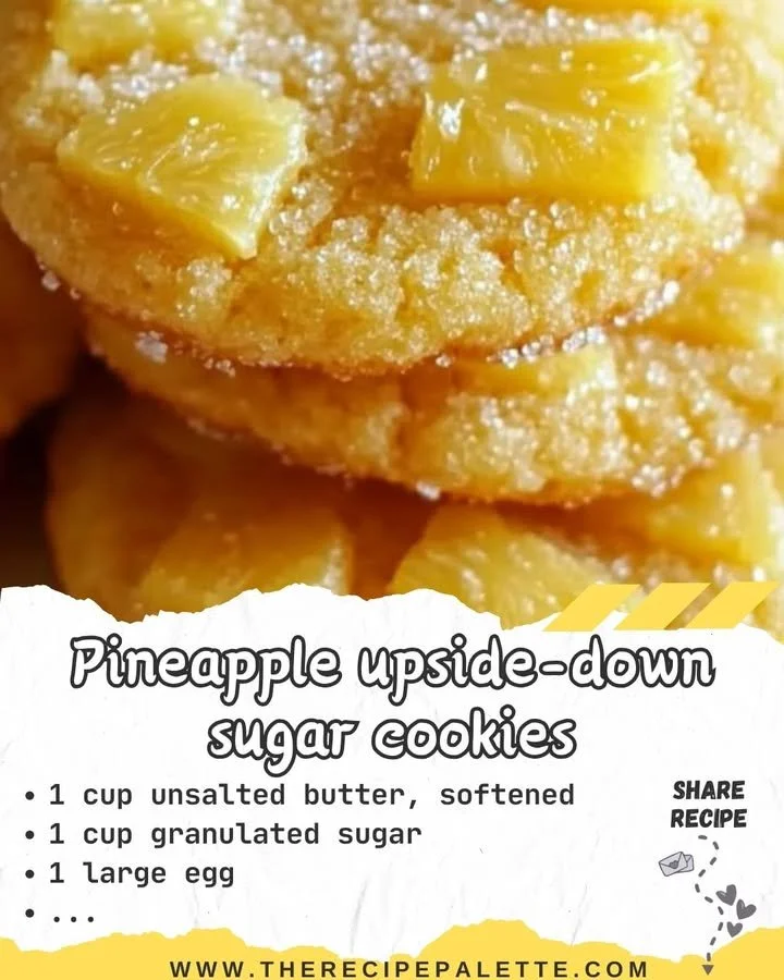 Pineapple Upside-Down Sugar Cookies on a plate with cherries