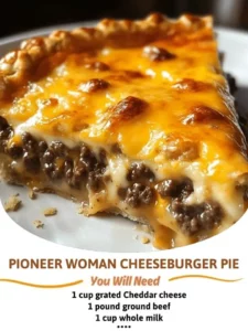 Pioneer Woman Cheeseburger Pie with beef, cheese, and flaky crust