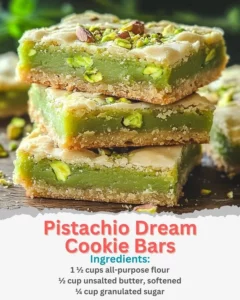 Pistachio Dream Cookie Bars freshly baked and ready to enjoy.