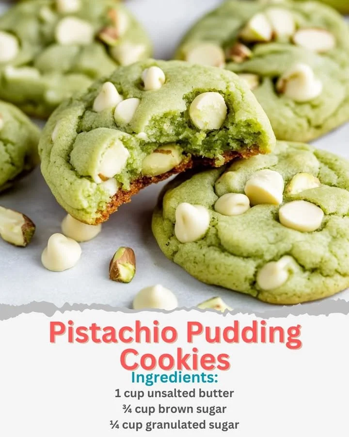 Freshly baked pistachio pudding cookies on a cooling rack.