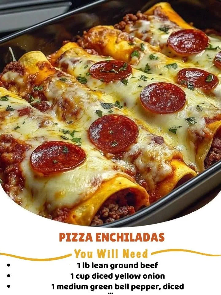 Delicious Pizza Enchiladas topped with cheese and fresh ingredients