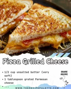 Delicious Pizza Grilled Cheese sandwich with melted cheese and pizza toppings