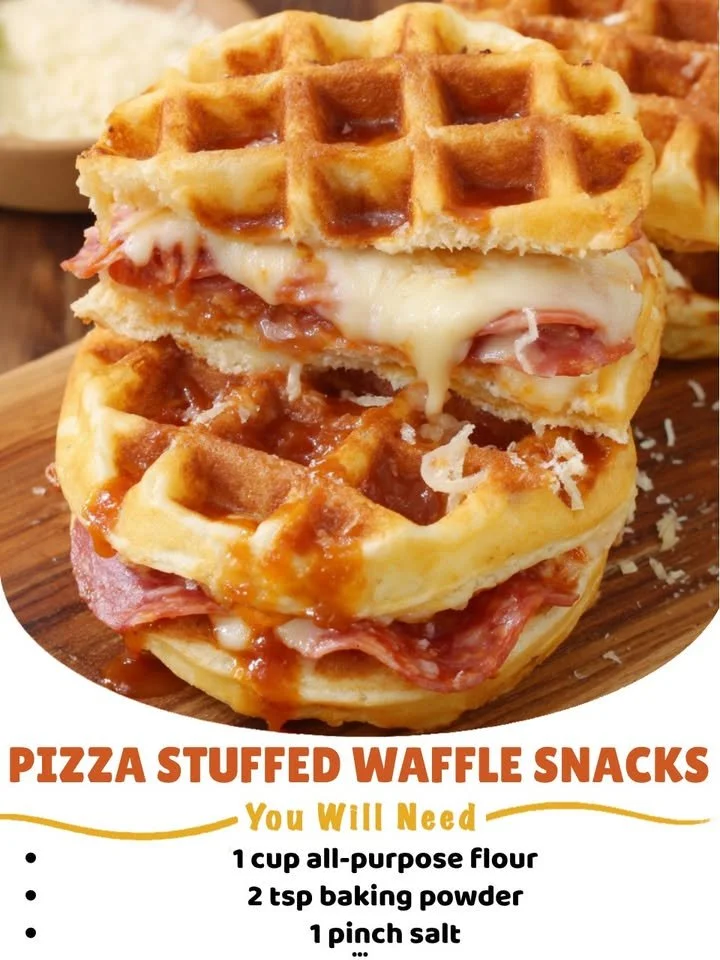 Delicious pizza stuffed waffle snacks ready to enjoy for a tasty treat.