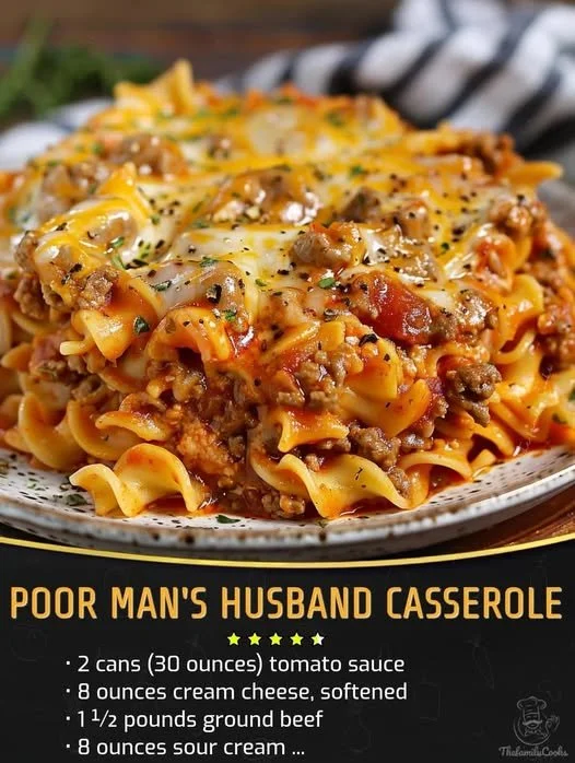 Delicious Poor Man's Husband Casserole on a rustic table