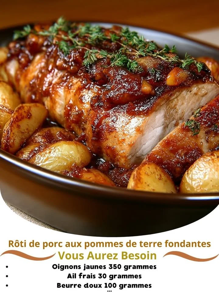 Delicious pork roast served with creamy potatoes