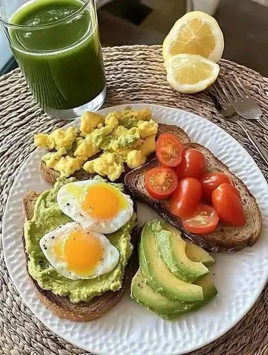 Protein-packed breakfast toast topped with avocado and eggs