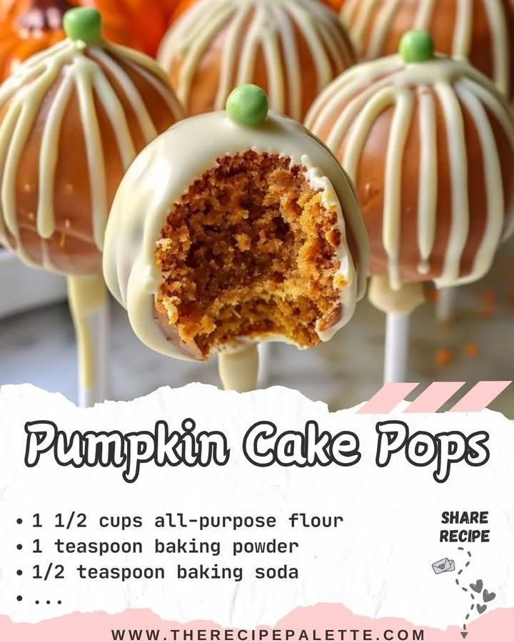 Delicious homemade Pumpkin Cake Pops decorated for fall celebrations