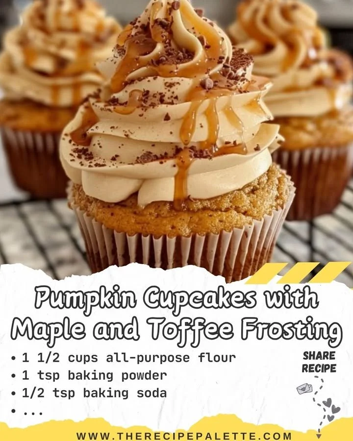 Pumpkin Cupcakes with Maple and Toffee Frosting