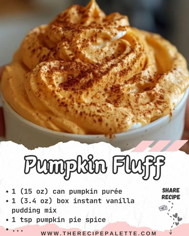 Delicious Pumpkin Fluff dessert served in a bowl with cinnamon on top.
