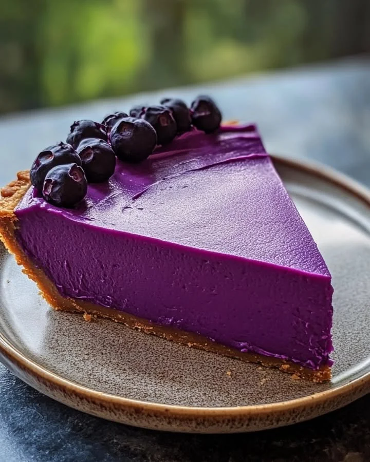 Delicious purple sweet potato pie ready to be served