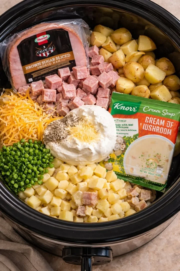 Ranch Chicken and Potato Casserole served in a dish with fresh herbs on top