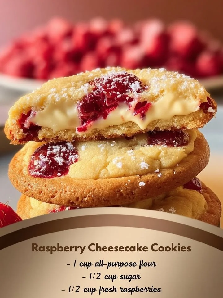 Delicious Raspberry Cheesecake Cookies ready to enjoy