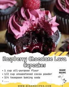 Decadent Raspberry Chocolate Lava Cupcakes with rich chocolate and raspberry flavor
