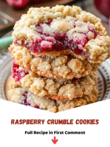 Freshly baked raspberry crumble cookies on a plate