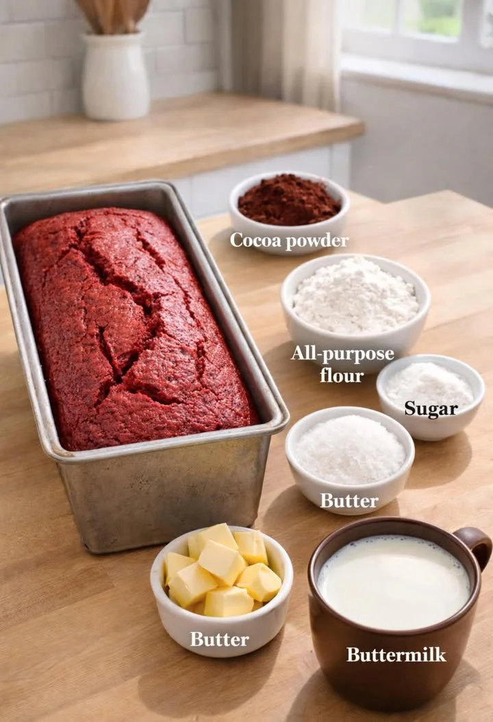 Deliciously baked Red Velvet Loaf with cream cheese frosting