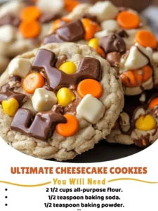 Reese's cheesecake cookie topped with chocolate and peanut butter.