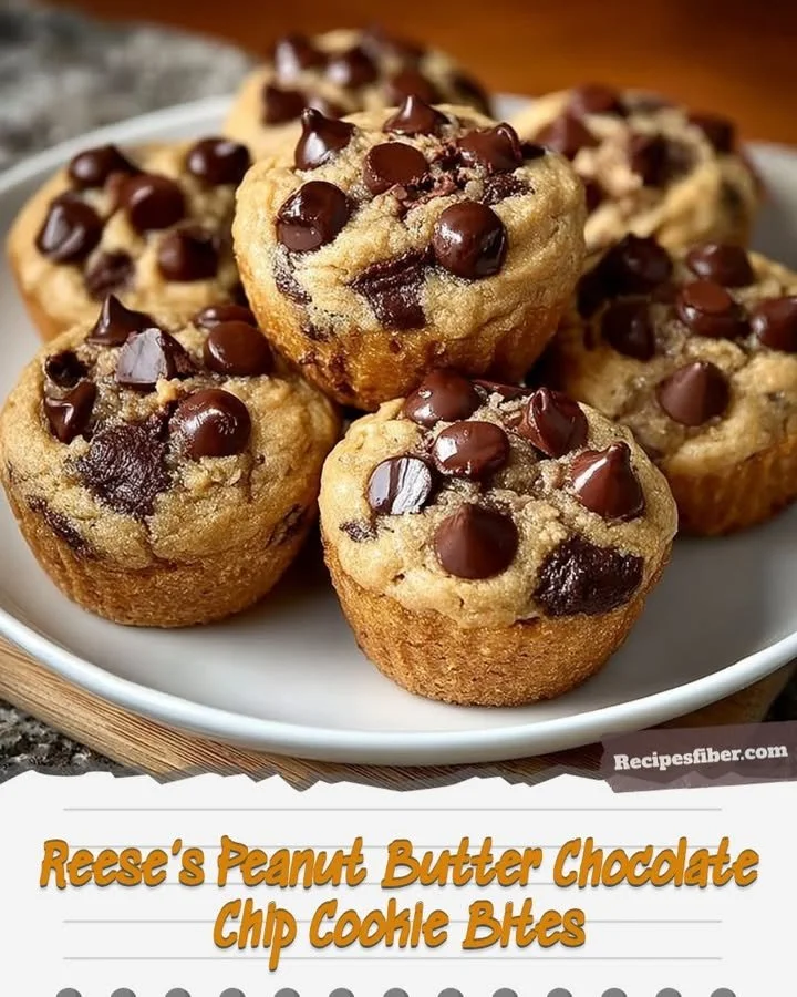 Reese’s Peanut Butter Chocolate Chip Cookie Bites on a plate