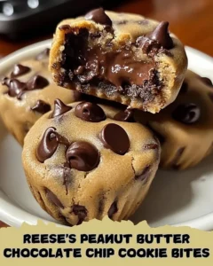 Reese's Peanut Butter Chocolate Chip Cookie Bites in a bowl ready to enjoy