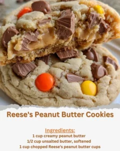 Delicious Reese's Peanut Butter Cookies with chocolate pieces