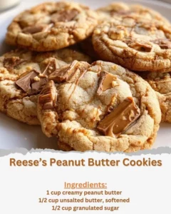 Delicious Reese's Peanut Butter Cookies with chocolate and creamy peanut butter