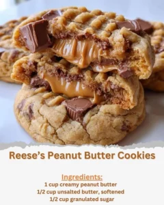 Delicious Reese’s Peanut Butter Cookies with chocolate pieces