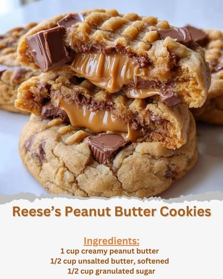 Delicious Reese’s Peanut Butter Cookies with chocolate pieces