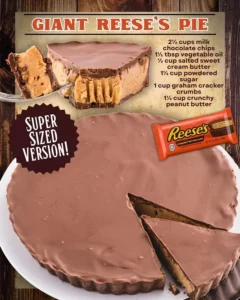 Delicious REESE'S Peanut Butter Cup Pie with chocolate and peanut butter layers