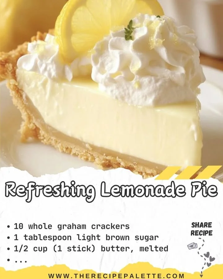 Refreshing Lemonade Pie topped with citrus slices and whipped cream