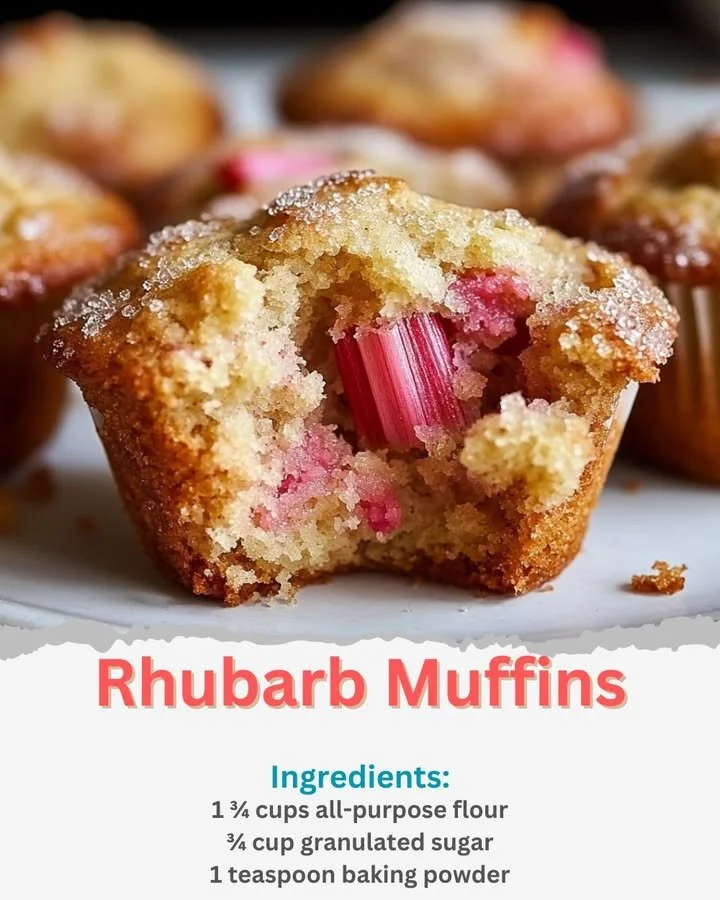 Delicious homemade rhubarb muffins fresh from the oven