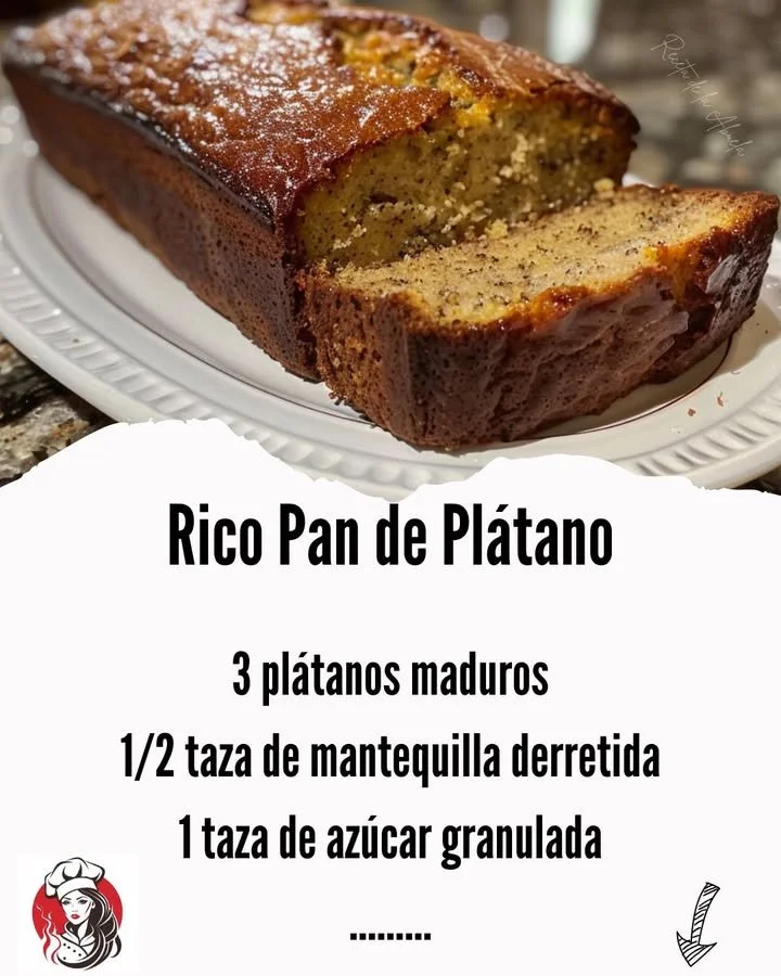 Loaf of homemade Rico Banana Bread on a wooden cutting board.